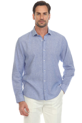 Mojito Collection Slim Fit Casual 100% Linen Shirt Long Sleeve Button Down