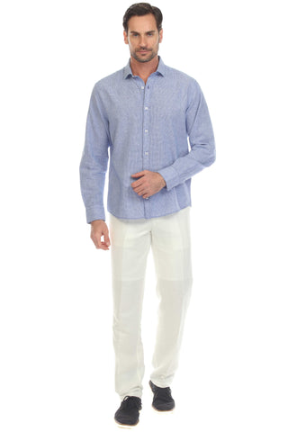 Mojito Collection Slim Fit Casual 100% Linen Shirt Long Sleeve Button Down