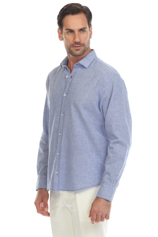 Mojito Collection Slim Fit Casual 100% Linen Shirt Long Sleeve Button Down