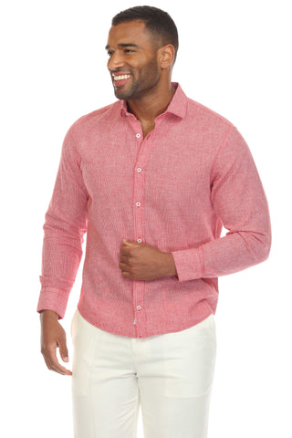 Mojito Collection Slim Fit Casual 100% Linen Shirt Long Sleeve Button Down