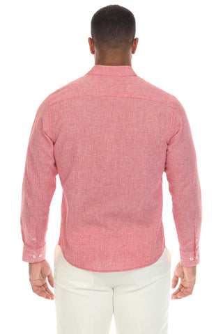 Mojito Collection Slim Fit Casual 100% Linen Shirt Long Sleeve Button Down