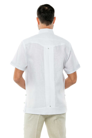 Mojito Men's Guayabera Shirt Short Sleeve 100% Linen with Stylish Print Trim Accent - Mojito Collection - Guayabera, Long Sleeve Shirt, Mens Shirt, Mojito Guayabera Shirt