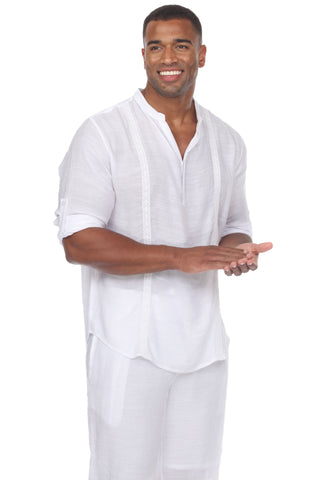 Men's Casual Beachwear Henley Shirt Long Sleeve Button Up - Mojito Collection - Beachwear Shirt, Mens Shirt, Resortwear