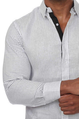 Men's Causal Checker Print Shirt 100% Linen Long Sleeve - Mojito Collection - Guayabera, Long Sleeve Shirt, Mens Shirt, Mojito Guayabera Shirt