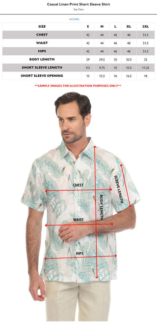 Mojito Collection Men's Casual Print Linen Shirt Short Sleeve Button Down