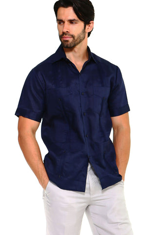 Mojito Collection Men's Traditional Guayabera Shirt Premium 100% Linen Short Sleeve  4 Pocket  Design - Mojito Collection - Guayabera, Mens Shirt, Mojito Guayabera Shirt, Short Sleeve Linen S