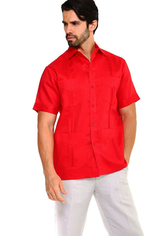 Mojito Collection Men's Traditional Guayabera Shirt Premium 100% Linen Short Sleeve  4 Pocket  Design - Mojito Collection - Guayabera, Mens Shirt, Mojito Guayabera Shirt, Short Sleeve Linen S