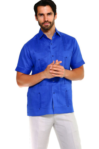 Mojito Collection Men's Traditional Guayabera Shirt Premium 100% Linen Short Sleeve  4 Pocket  Design - Mojito Collection - Guayabera, Mens Shirt, Mojito Guayabera Shirt, Short Sleeve Linen S