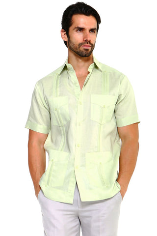 Mojito Collection Men's Traditional Guayabera Shirt Premium 100% Linen Short Sleeve  4 Pocket  Design - Mojito Collection - Guayabera, Mens Shirt, Mojito Guayabera Shirt, Short Sleeve Linen S