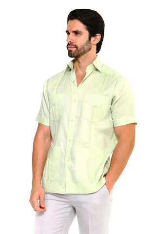 Mojito Collection Men's Traditional Guayabera Shirt Premium 100% Linen Short Sleeve  4 Pocket  Design - Mojito Collection - Guayabera, Mens Shirt, Mojito Guayabera Shirt, Short Sleeve Linen S