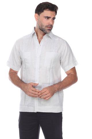 Mojito Collection Men's Traditional Guayabera Shirt Premium 100% Linen Short Sleeve  4 Pocket  Design - Mojito Collection - Guayabera, Mens Shirt, Mojito Guayabera Shirt, Short Sleeve Linen S