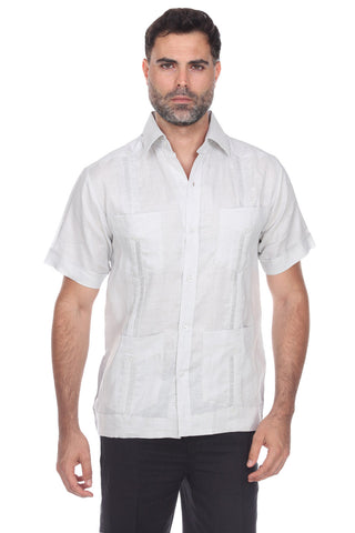 Mojito Collection Men's Traditional Guayabera Shirt Premium 100% Linen Short Sleeve  4 Pocket  Design - Mojito Collection - Guayabera, Mens Shirt, Mojito Guayabera Shirt, Short Sleeve Linen S