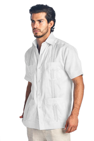 Mojito Collection Men's Traditional Guayabera Shirt Premium 100% Linen Short Sleeve  4 Pocket  Design - Mojito Collection - Guayabera, Mens Shirt, Mojito Guayabera Shirt, Short Sleeve Linen S
