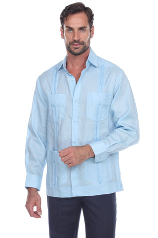 Mojito Collection Men's Guayabera Shirt Premium 100% Linen Long Sleeve - Mojito Collection - Chacabana, Guayabera, Linen Guayabera, Long Sleeve Shirt, Mens Shirt, Mojito Guayabera Shirt, Moji