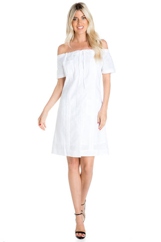 Women's Guayabera Dress Sexy Off Shoulder Linen Blend Button Down - Mojito Collection - Guayabera Dress, Long Sleeve Shirt Dress, Mojito Guayabera, Womens Guayabera Shirt Dress