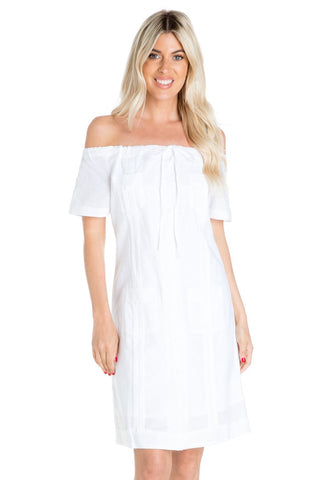 Women's Guayabera Dress Sexy Off Shoulder Linen Blend Button Down - Mojito Collection - Guayabera Dress, Long Sleeve Shirt Dress, Mojito Guayabera, Womens Guayabera Shirt Dress