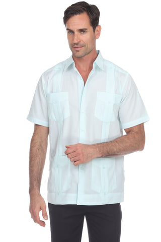 Mojito Collection Guayabera Shirt Classic Poly Cotton Blend Short Sleeve - Mojito Collection - Cuban Shirt, Guayabera, Mens Shirt, Mexican Wedding Shirt, Mojito Guayabera Shirt, White Guayabe