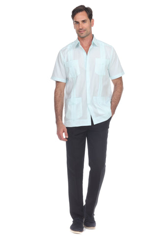 Mojito Collection Guayabera Shirt Classic Poly Cotton Blend Short Sleeve - Mojito Collection - Cuban Shirt, Guayabera, Mens Shirt, Mexican Wedding Shirt, Mojito Guayabera Shirt, White Guayabe