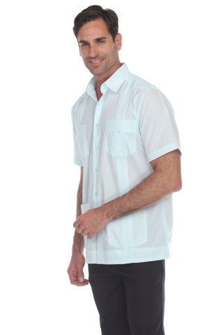 Mojito Collection Guayabera Shirt Classic Poly Cotton Blend Short Sleeve - Mojito Collection - Cuban Shirt, Guayabera, Mens Shirt, Mexican Wedding Shirt, Mojito Guayabera Shirt, White Guayabe