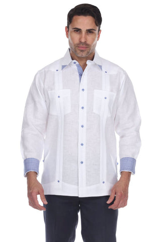 Mojito Collection Men's 100% Linen Guayabera Shirt Long Sleeve - Mojito Collection - Chacabana, Guayabera, Long Sleeve Shirt, Mens Shirt, Mojito Guayabera Shirt