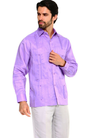 Mojito Collection Men's Guayabera Shirt Premium 100% Linen Long Sleeve