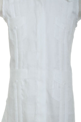 Girls Sleeveless Guayabera Linen Dress with 4 Pocket Design 2T-4T and 4-10 - Mojito Collection - Girls Dress, Girls Guayabera Dress, Linen Dress