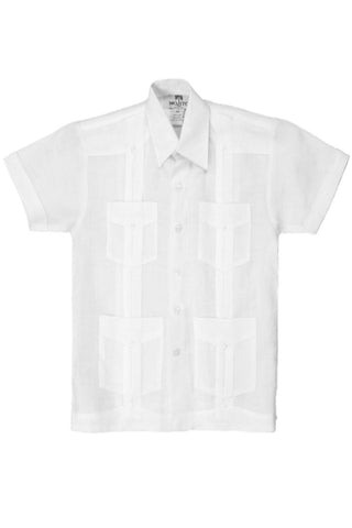 Junior Boys Linen Guayabera Shirt Short Sleeve 4 Pocked Design 14Y-20Y - Mojito Collection - Boys Guayabera Shirt, Guayabera, Linen Shirt, Mojito Guayabera Shirt, Short Sleeve