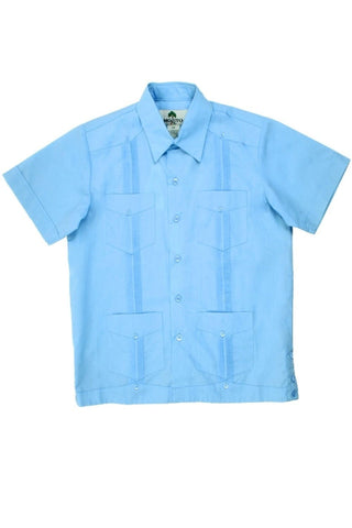 Youth Boys Cotton Blend Guayabera Shirt Short Sleeve 12-18 - Mojito Collection - Boys Guayabera Shirt, Guayabera, Mojito Guayabera Shirt, Short Sleeve