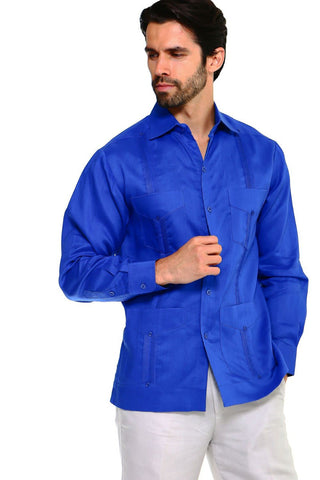 Mojito Collection Guayabera Shirt Classic Poly Cotton Blend Long Sleeve - Mojito Collection - Guayabera, Long Sleeve Shirt, Mens Shirt, Mojito Guayabera Shirt